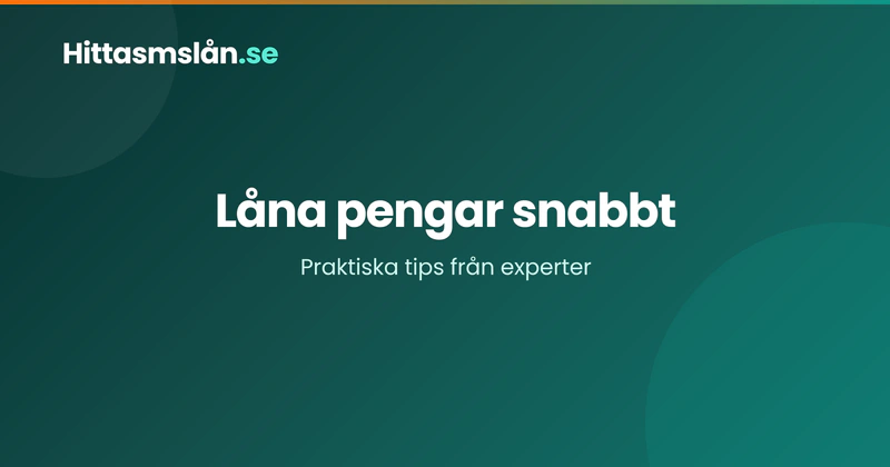 Låna pengar snabbt och enkelt